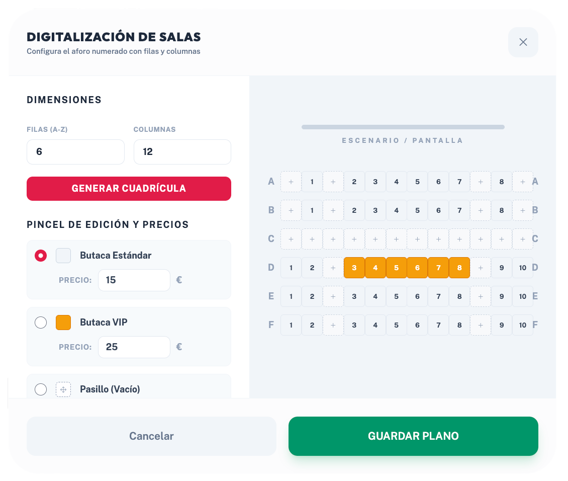 Digitalización de Butacas Numeradas